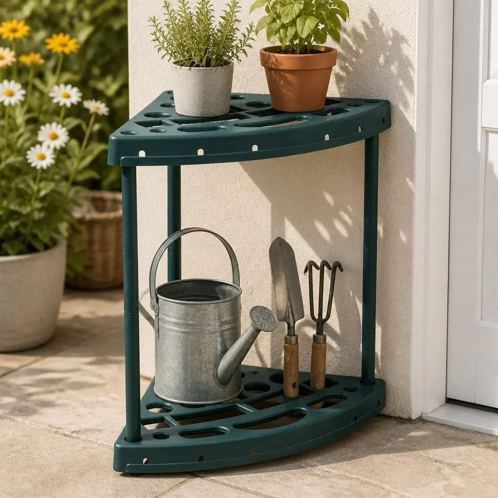 Garden Tool Rack Storage Organizer 27 Slots Weatherproof Green