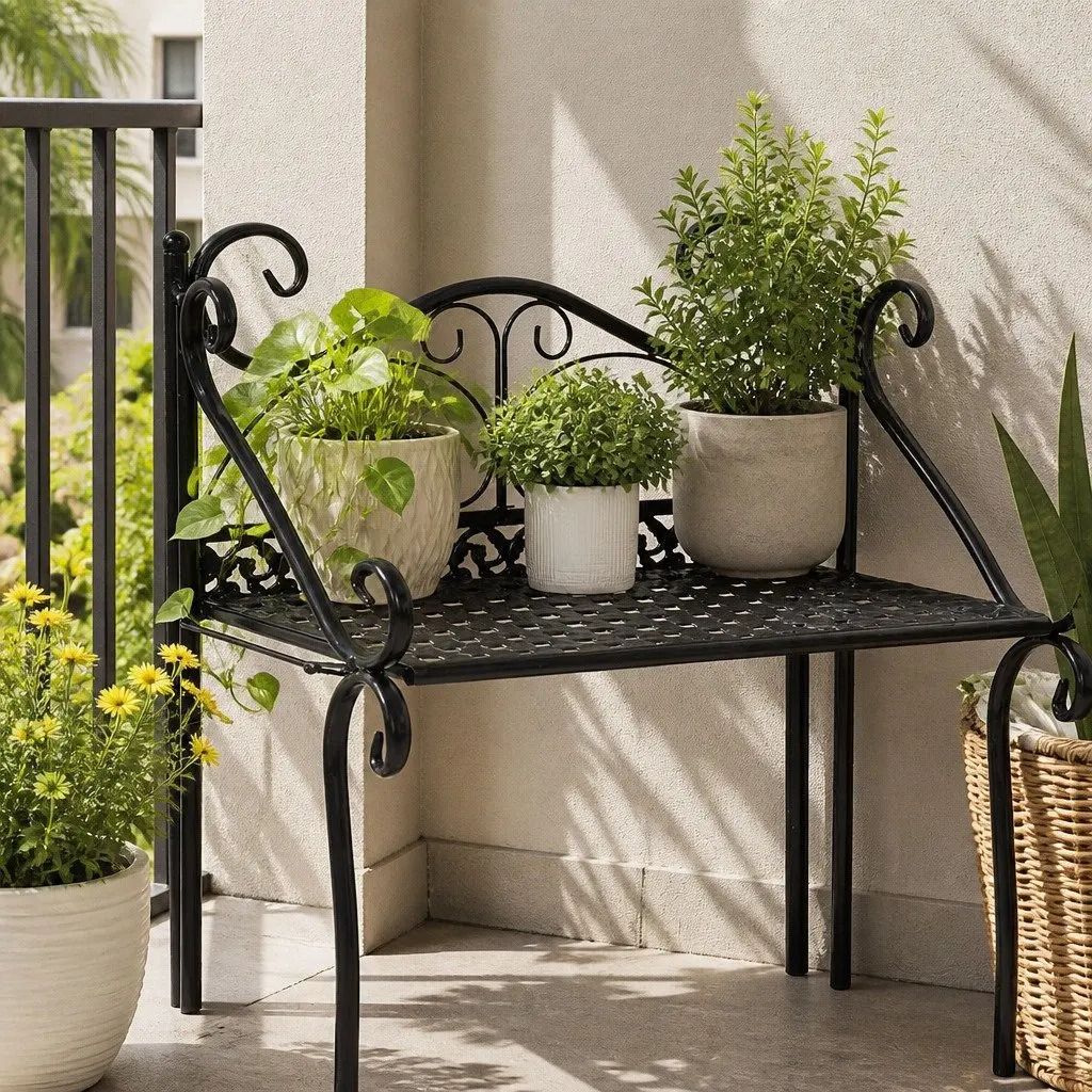 4 Tier Plant Stand Indoor Outdoor Garden Flower Pot Display Rack Black