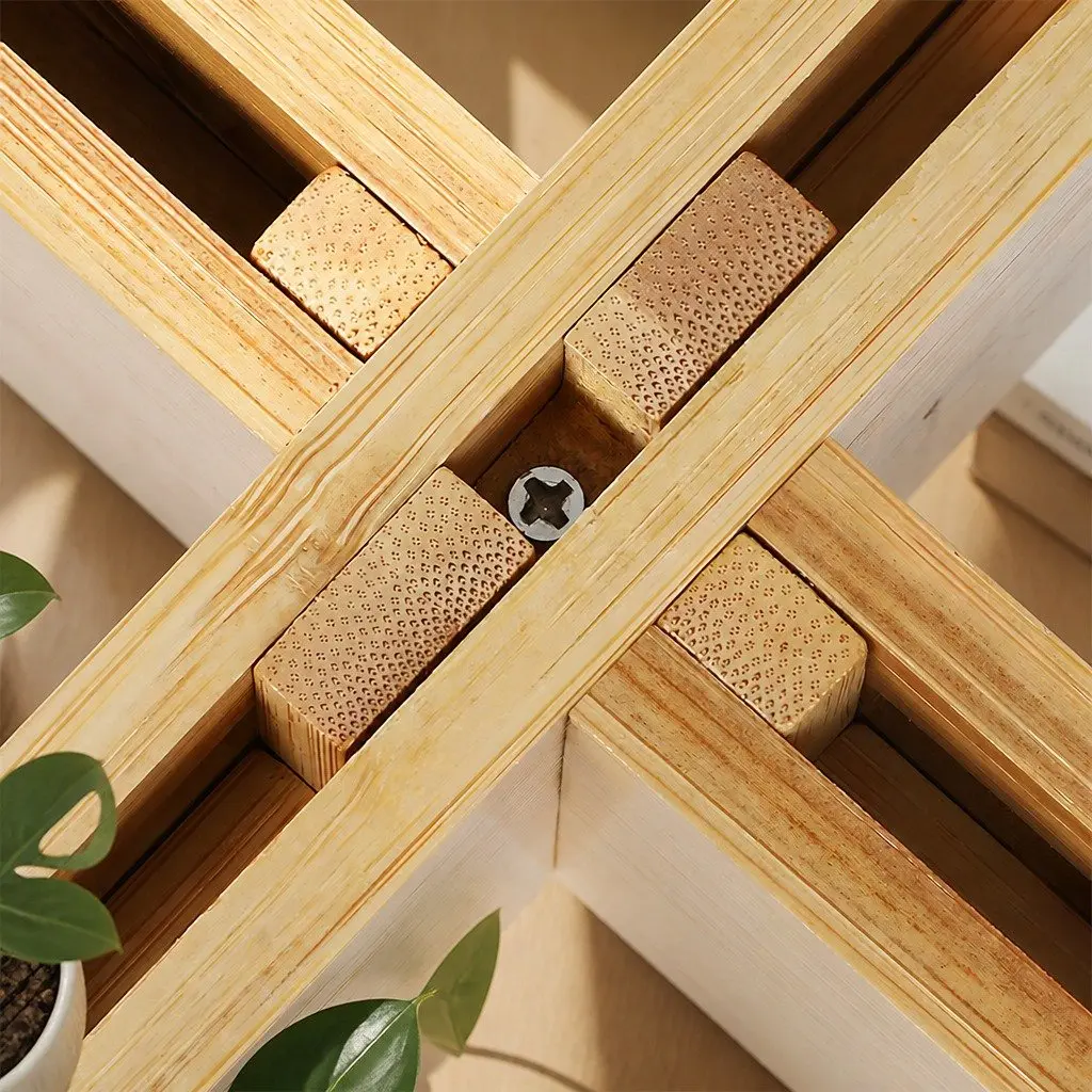 Bamboo Plant Stand Adjustable Indoor Outdoor Expandable 23-30cm Natural