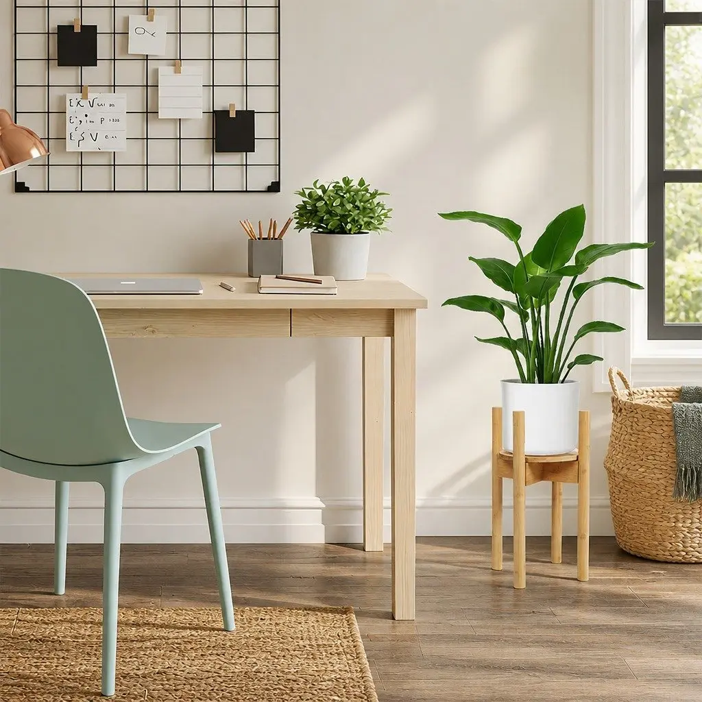 Bamboo Plant Stand Adjustable Indoor Outdoor Expandable 23-30cm Natural
