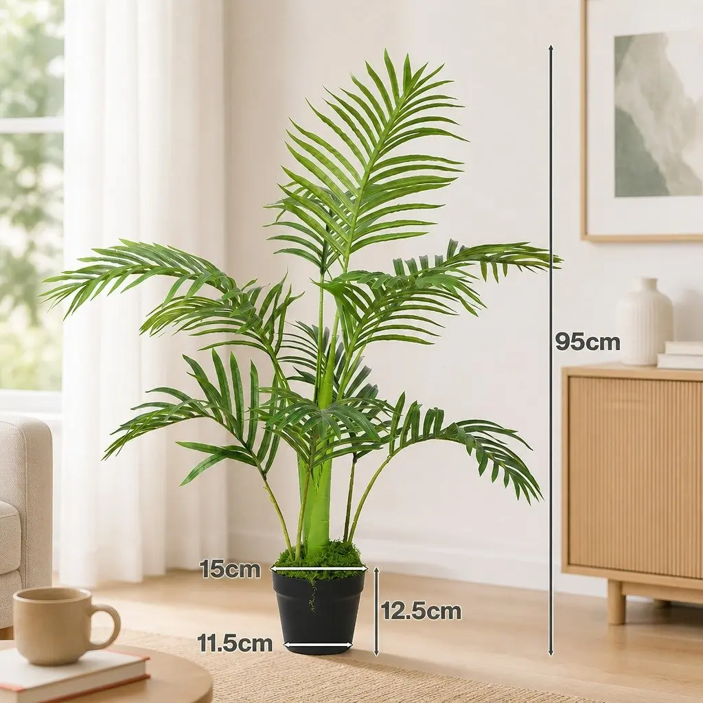 Artificial Oak Tree Indoor 95cm Green Silk Leaves Flexible Branches
