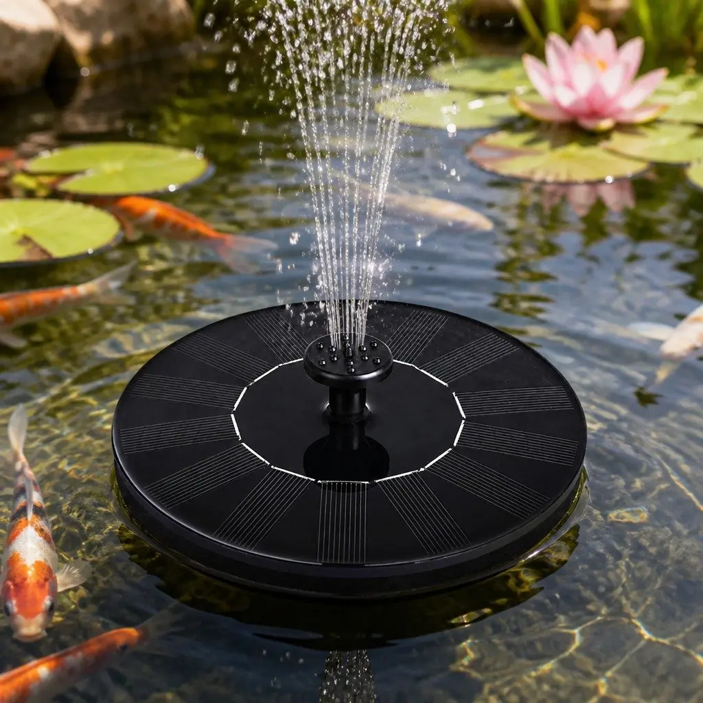Solar Fountain Water Feature Kit Brushless Pump 60cm Black