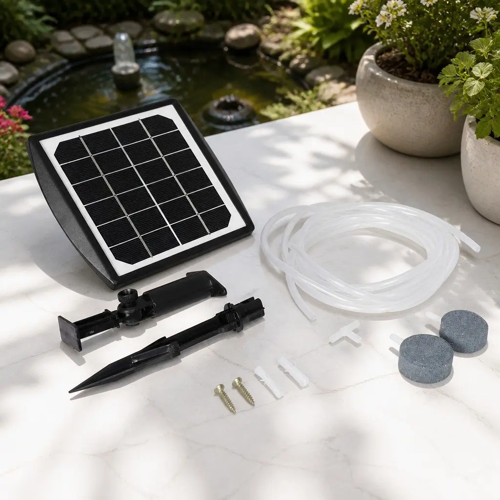 Solar Pond Oxygenator Air Pump Green Energy Aeration System Fish Tank Water