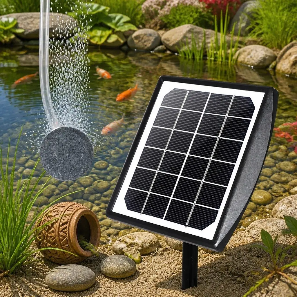 Solar Pond Oxygenator Air Pump Green Energy Aeration System Fish Tank Water