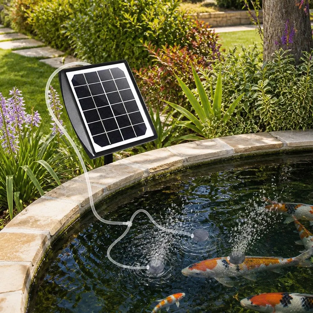 Solar Pond Oxygenator Air Pump Green Energy Aeration System Fish Tank Water