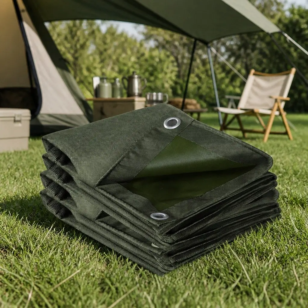 Heavy Duty Green Tarp Waterproof Outdoor Camping 4x3 Metre Polyester Canvas