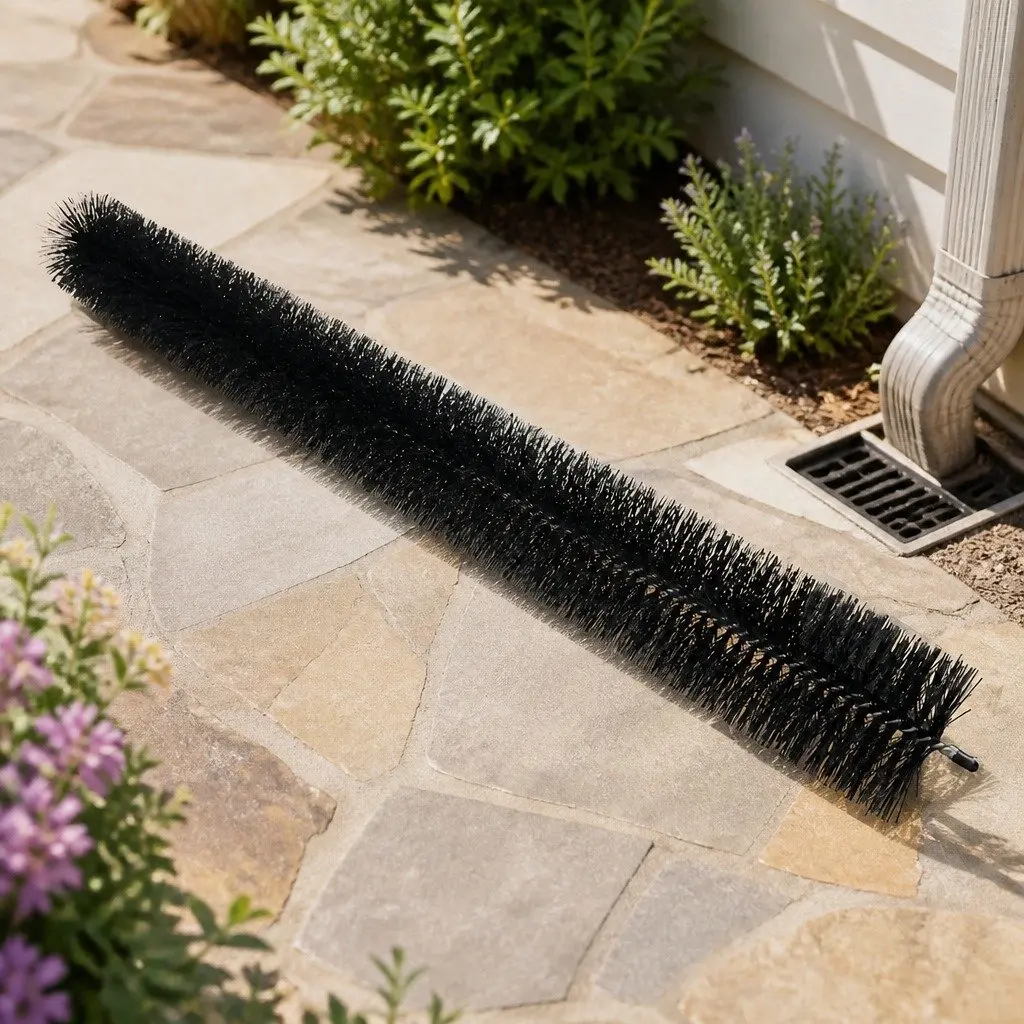 Nylon Gutter Brush Guard Heavy Duty Debris Blocker 10cm Diameter Black