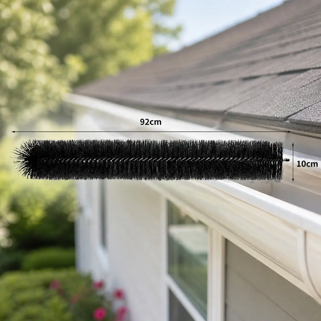 Nylon Gutter Brush Guard Heavy Duty Debris Blocker 10cm Diameter Black