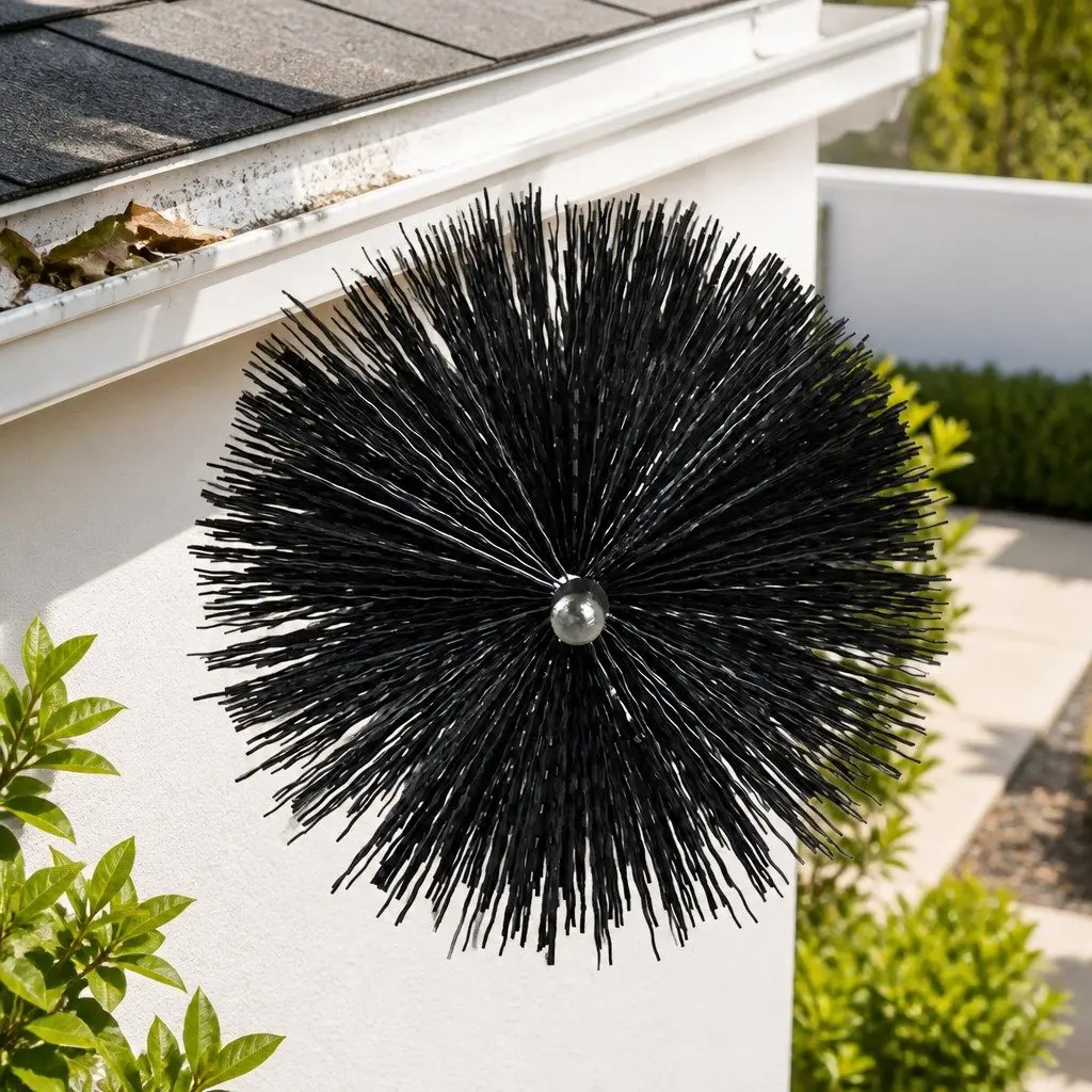 Nylon Gutter Brush Guard Heavy Duty Debris Blocker 10cm Diameter Black