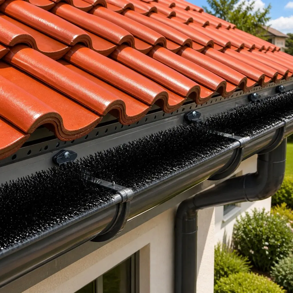 Nylon Gutter Brush Guard Heavy Duty Debris Blocker 10cm Diameter Black