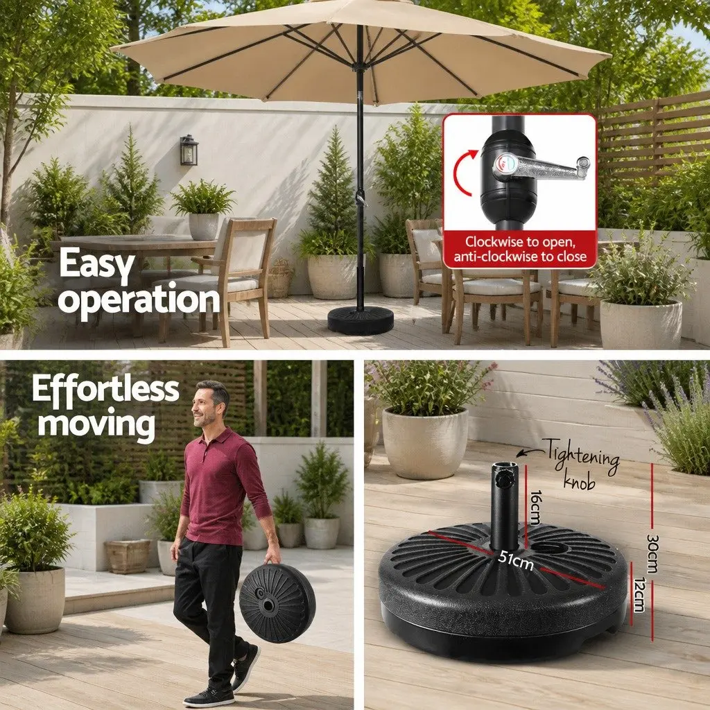Outdoor Umbrella Centre Post 3m Octagonal Canopy UV50+ Tilt Beige