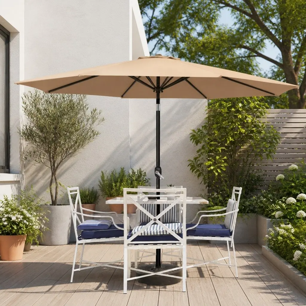 Outdoor Umbrella Centre Post 3m Octagonal Canopy UV50+ Tilt Beige