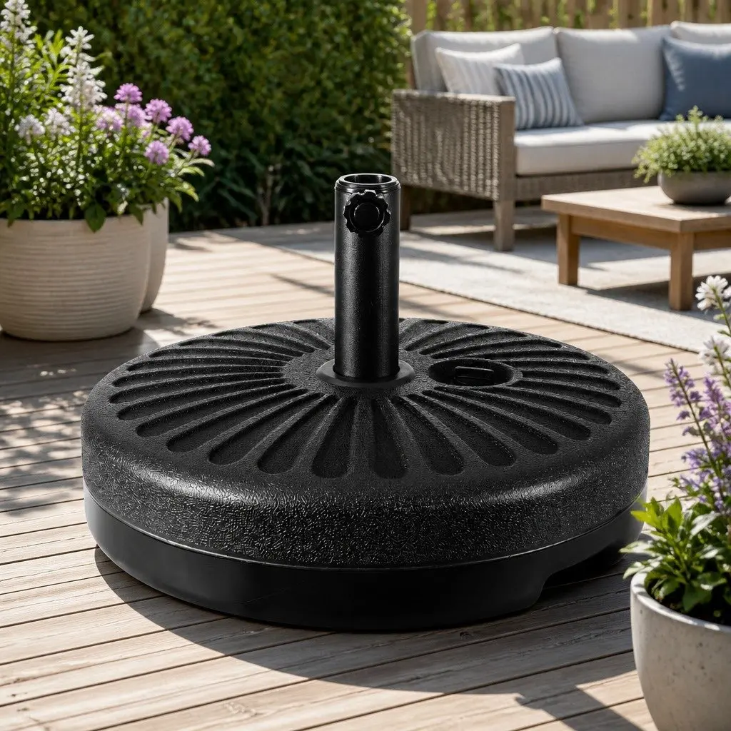 Outdoor Umbrella Sun Shade 3m Octagonal Black for Garden Patio Beach with Tilt Mechanism