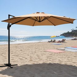 3m Outdoor Cantilever Umbrella 360 Degree Rotatable Side Post Shade Beige