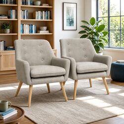 Value-Packed Beige Armchair Pair with Comfort & Style