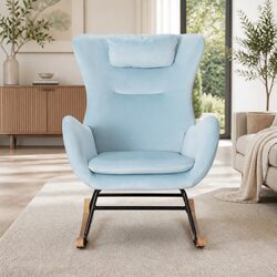 Comfortable Rocking Chair with Velvet Upholstery in Green
