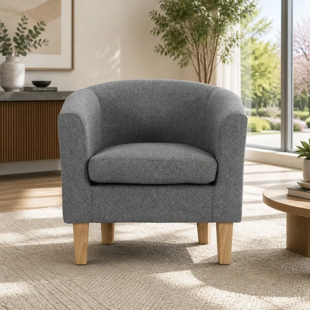 Grey Tub Chair with Contoured Backrest