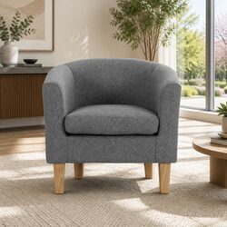 Practical Grey Tub Chair with Contoured Backrest