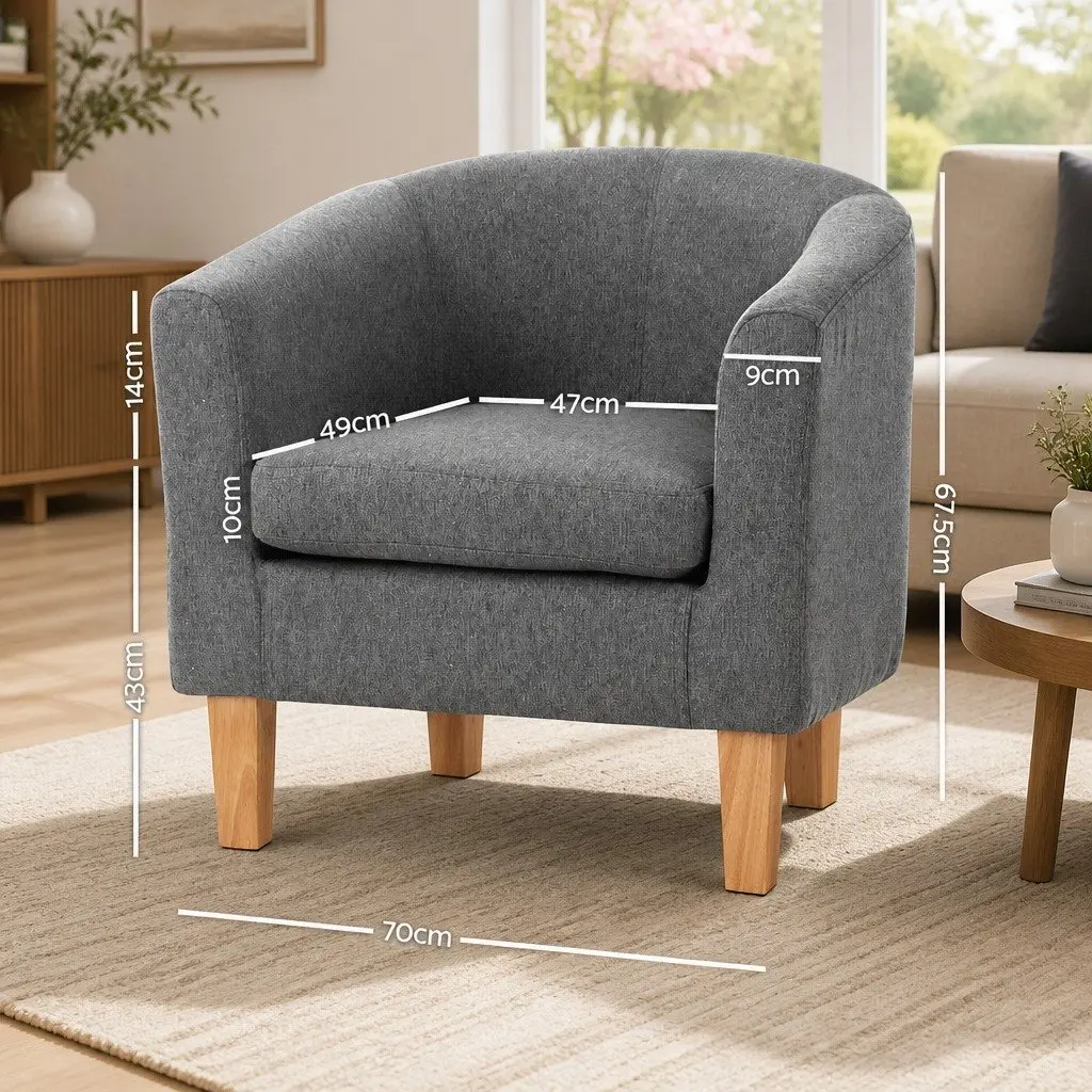 Grey Tub Chair with Contoured Backrest