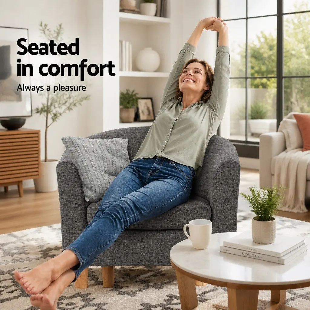 Grey Tub Chair with Contoured Backrest