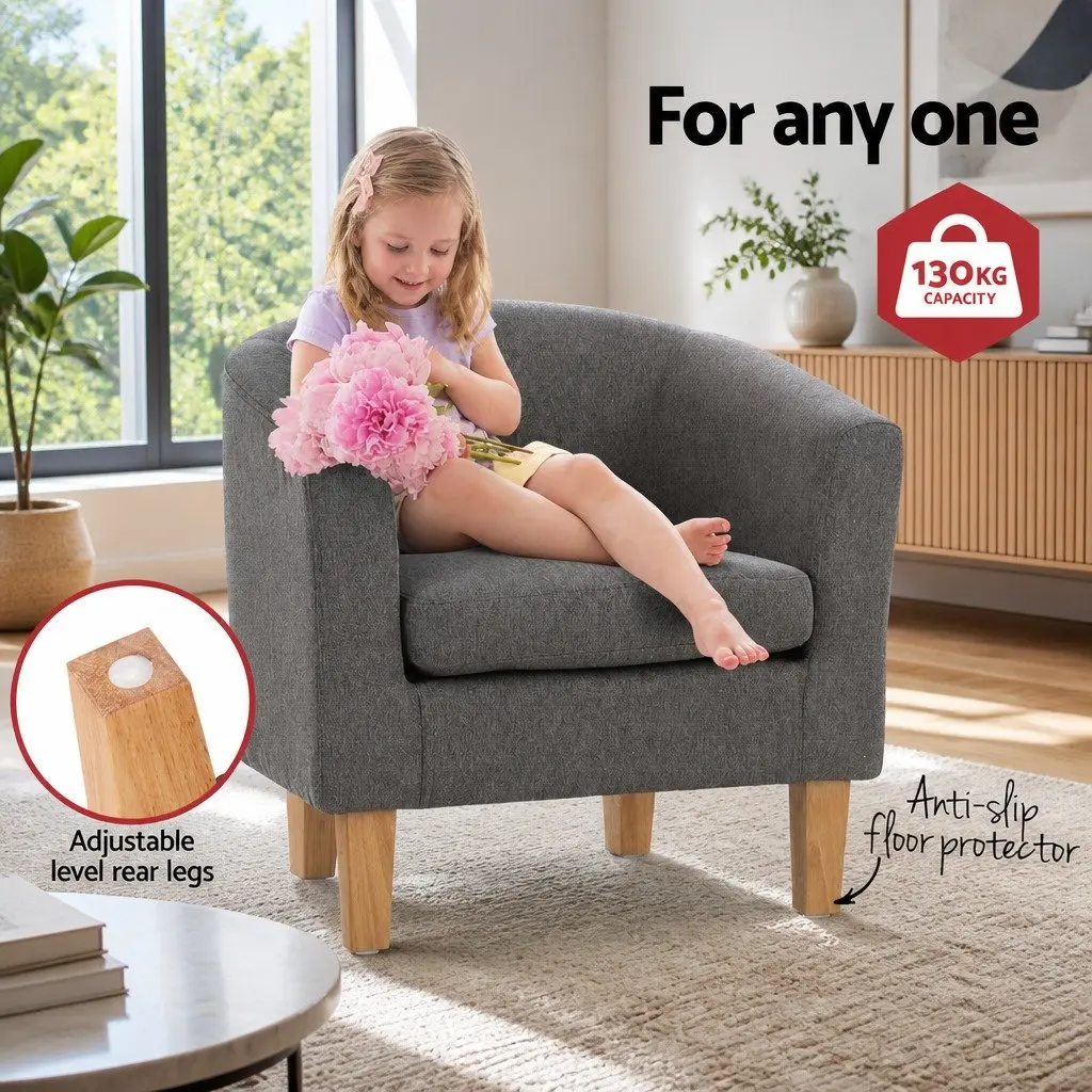 Grey Tub Chair with Contoured Backrest
