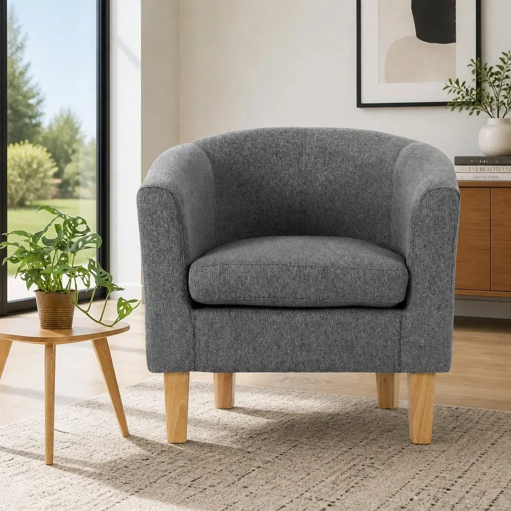Grey Tub Chair with Contoured Backrest