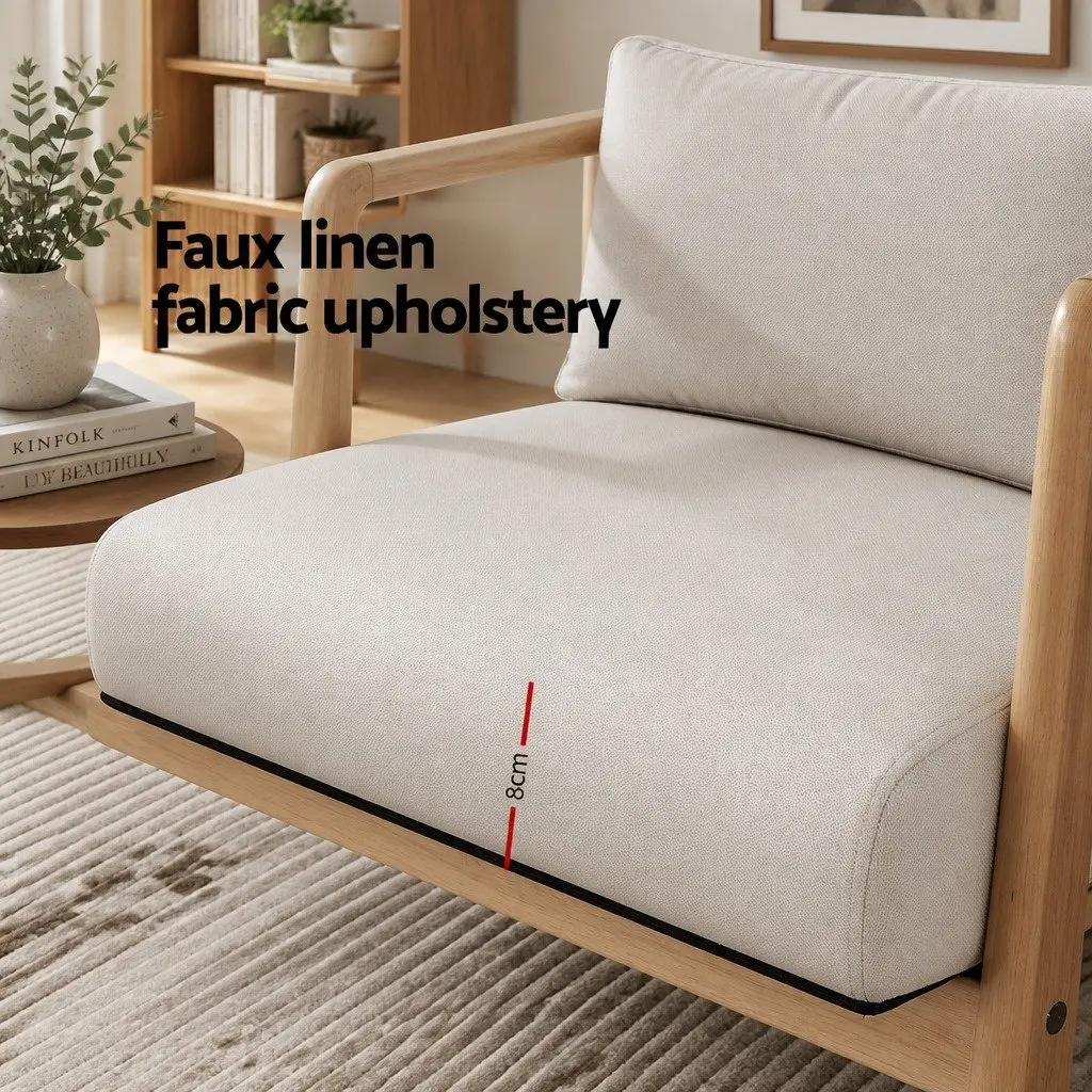 Armchair Lounge Chair Accent Seating Beige Upholstered Modern Scandinavian Style