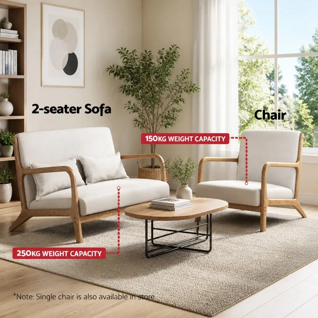 Armchair Lounge Chair Accent Seating Beige Upholstered Modern Scandinavian Style