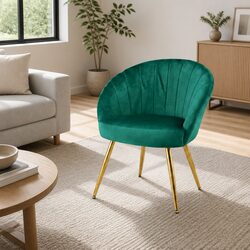 Comfortable Green Velvet Armchair with Practical Features