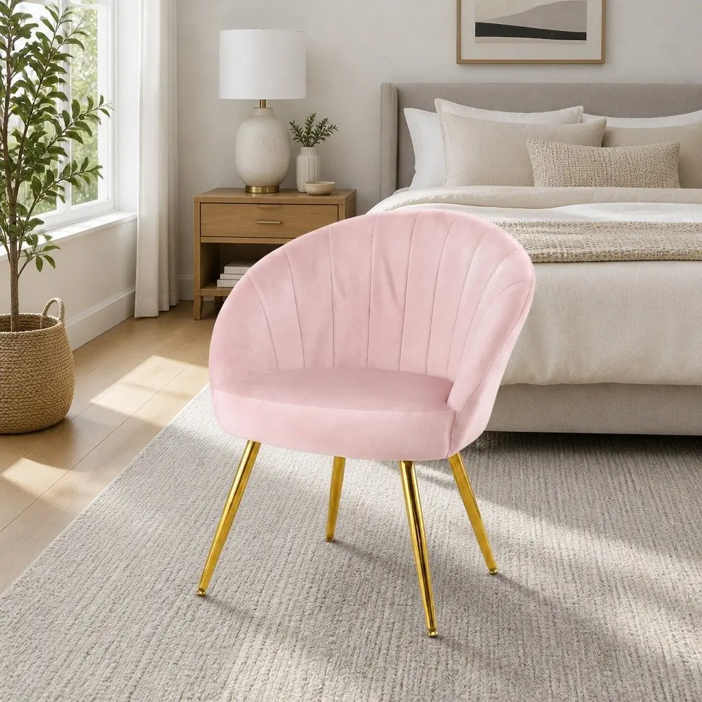 Armchair Pink Velvet Extra Wide Back High Resilience Foam Splayed Legs Living Room Accent