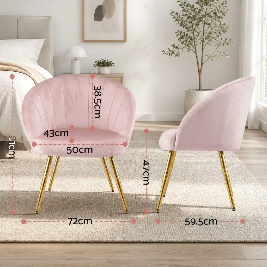 Armchair Pink Velvet Extra Wide Back High Resilience Foam Splayed Legs Living Room Accent