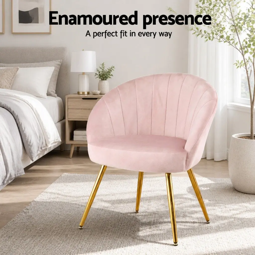 Armchair Pink Velvet Extra Wide Back High Resilience Foam Splayed Legs Living Room Accent
