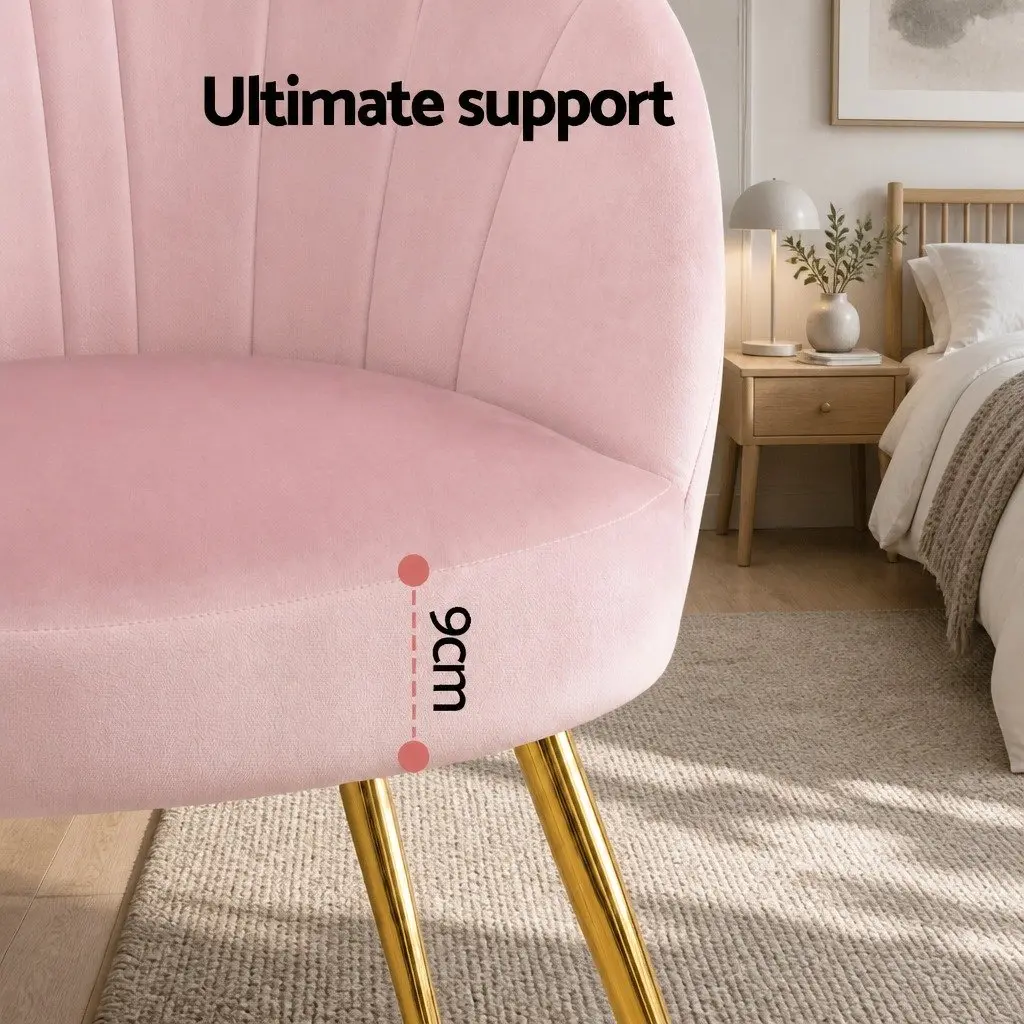 Armchair Pink Velvet Extra Wide Back High Resilience Foam Splayed Legs Living Room Accent