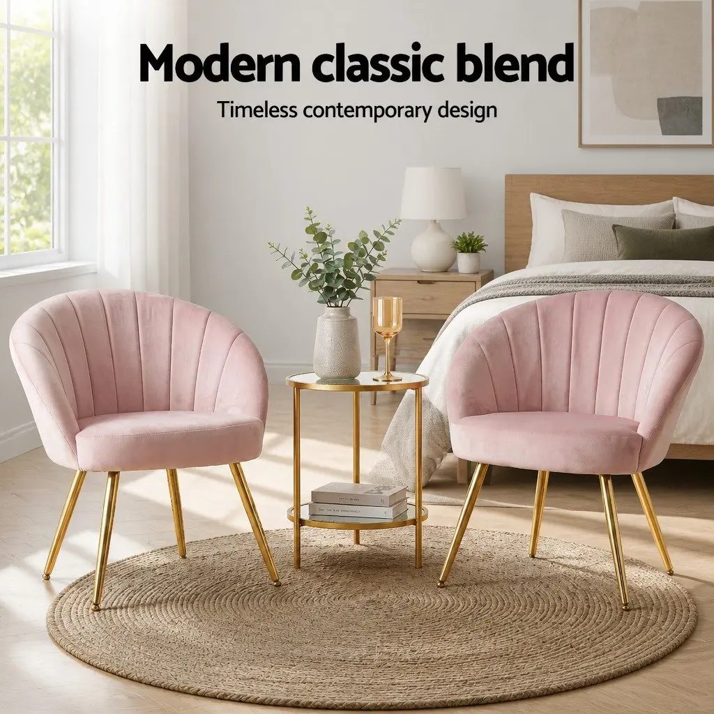 Armchair Pink Velvet Extra Wide Back High Resilience Foam Splayed Legs Living Room Accent