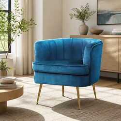 Comfortable Navy Blue Velvet Chair with Strong Frame