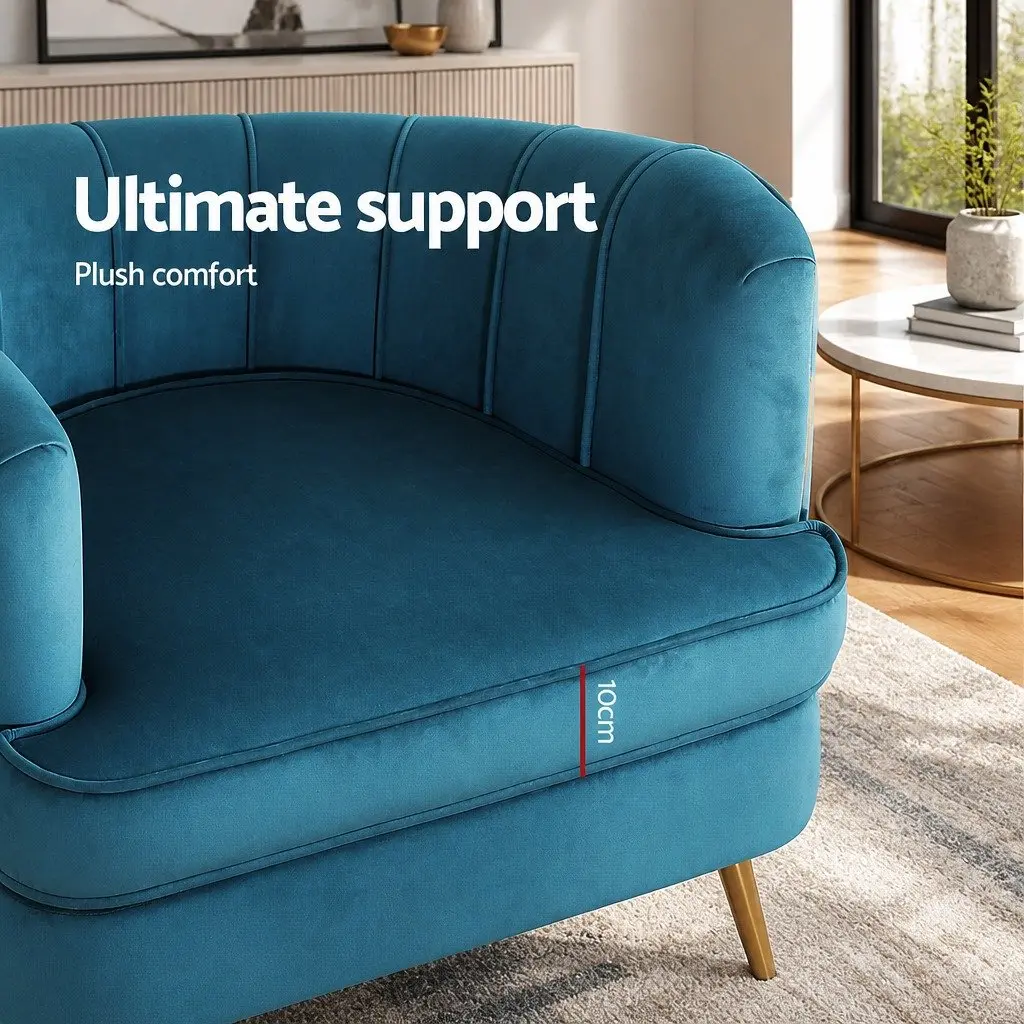 Navy Blue Velvet Chair with Strong Frame