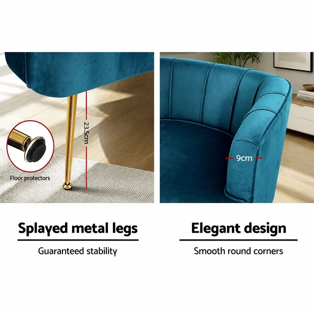 Navy Blue Velvet Chair with Strong Frame