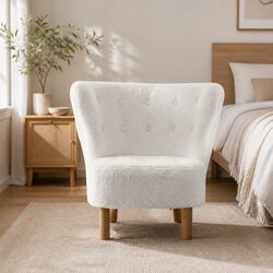 Practical White Sherpa Fabric Accent Armchair