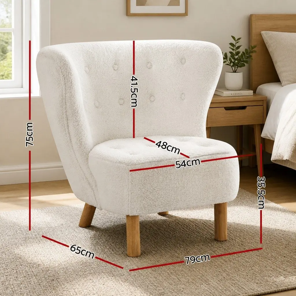 White Sherpa Fabric Accent Armchair