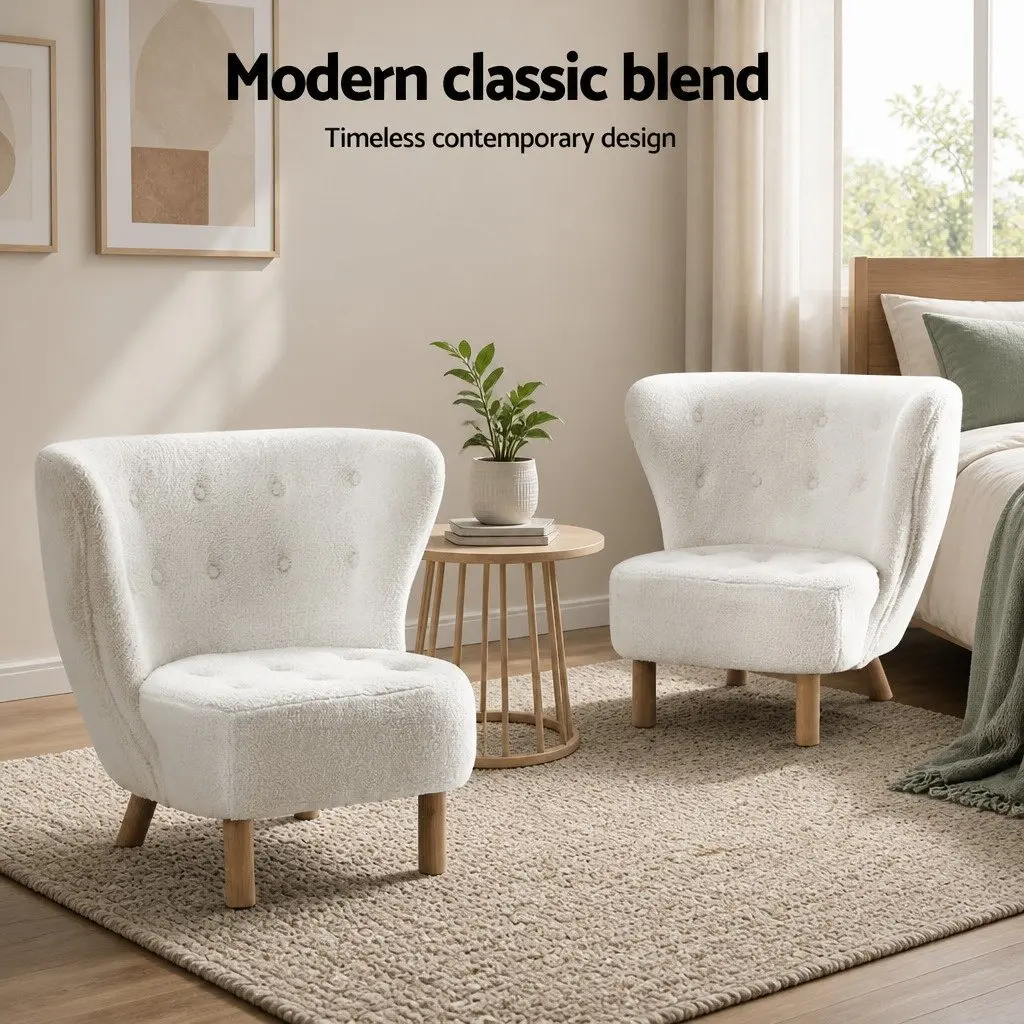 White Sherpa Fabric Accent Armchair