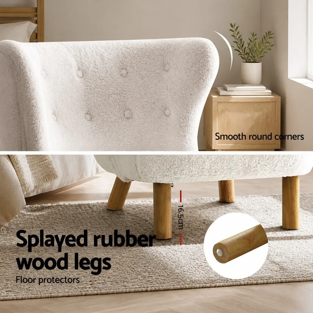 White Sherpa Fabric Accent Armchair