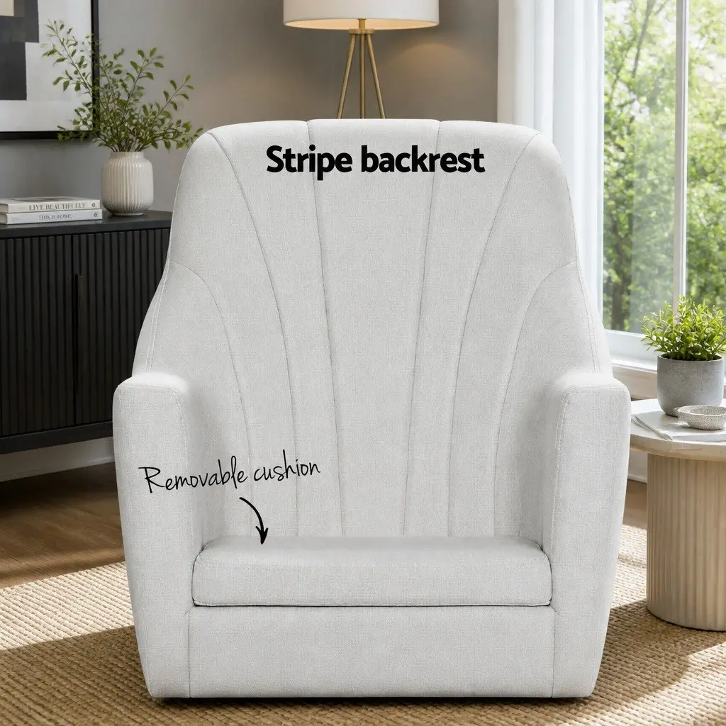 Rocking Chair Armchair Beige Linen Fabric Lounge Relax Nursing Footrest Included