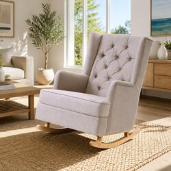 Comfortable Beige Linen Rocking Chair for Any Space