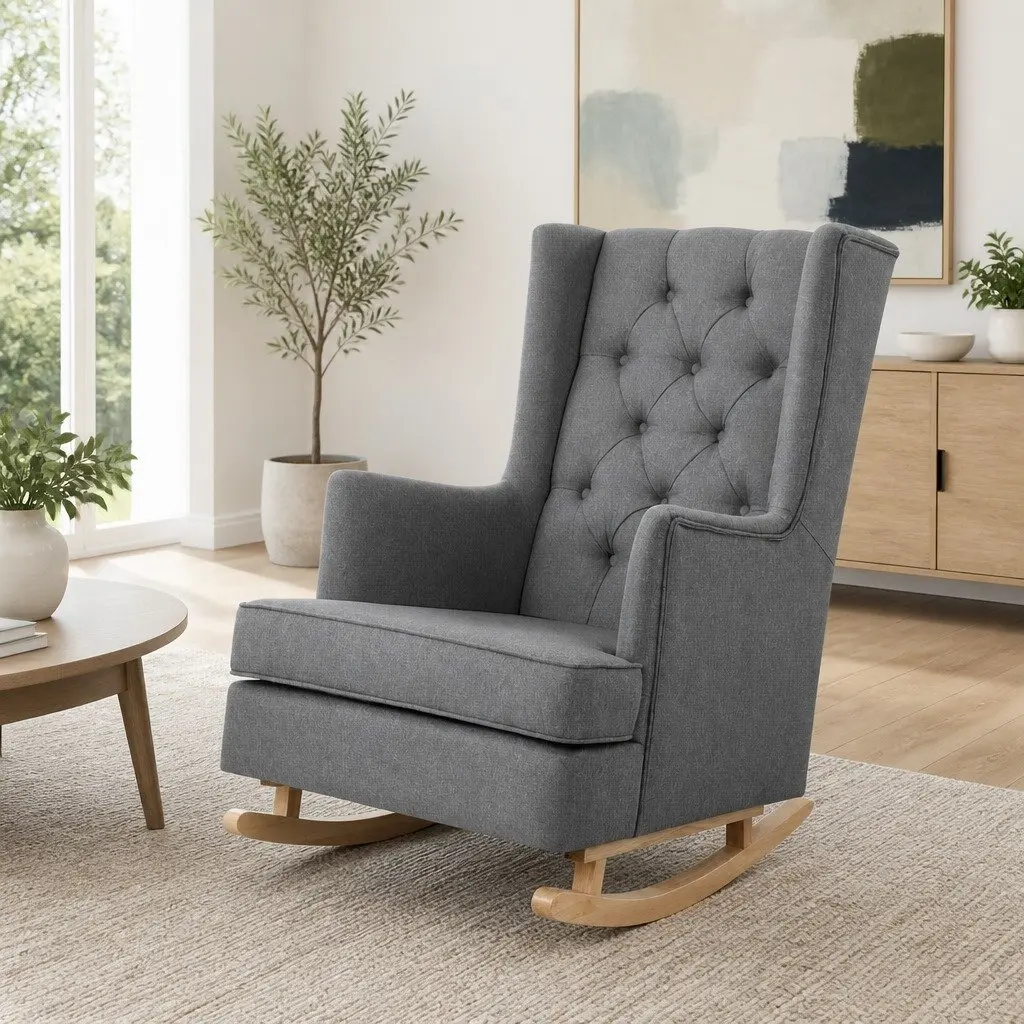 Grey Rocking Armchair with Comfort and Style