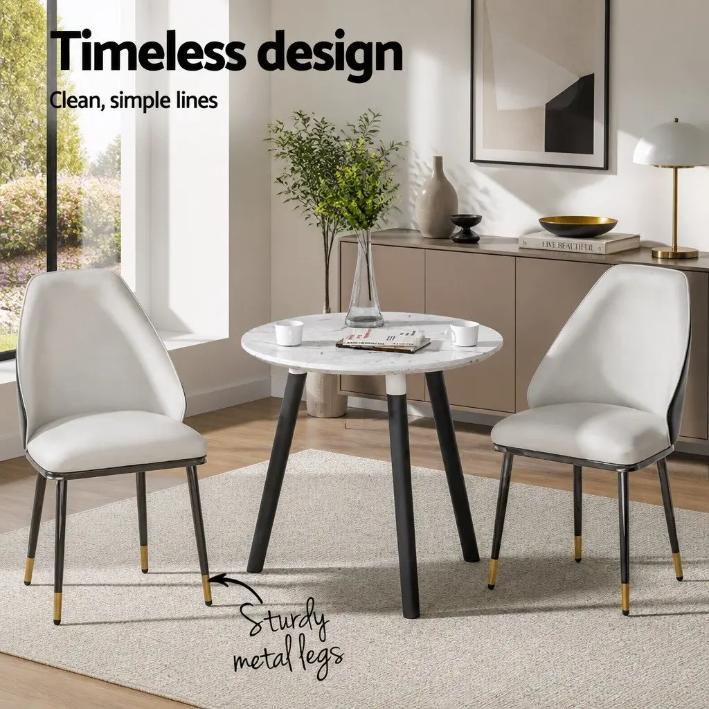 Dining Chairs Set of 4 PU Leather Seat Modern Kitchen Lounge Beige and Black