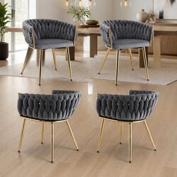 Comfortable Grey Velvet Dining Chair Set of 4