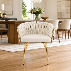 Value-Driven Beige Velvet Dining Armchair