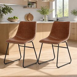 Comfortable Brown Retro Dining Chairs - Set of 2