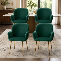Comfort and Value: Set of 4 Dining Chairs in Green Velvet
