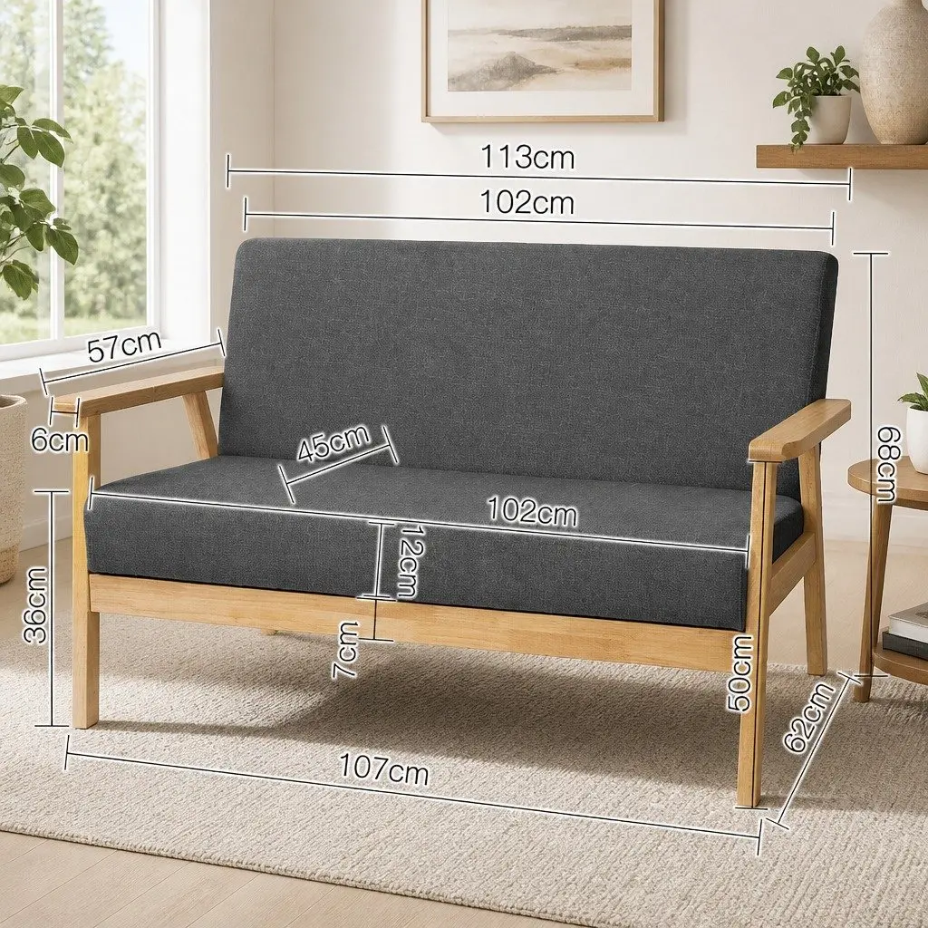 Grey 2-Seater Sofa with Comfort and Style